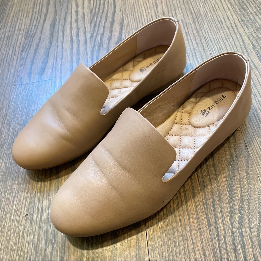 Birdies The Starling Comfort Flats Leather Taupe Tan Classic Shoe Women's Size 6